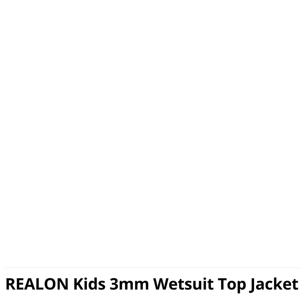 REALON Wetsuit Top Kids Size 4 Black Red Excellent 3mm Neoprene Front Zip Jacket